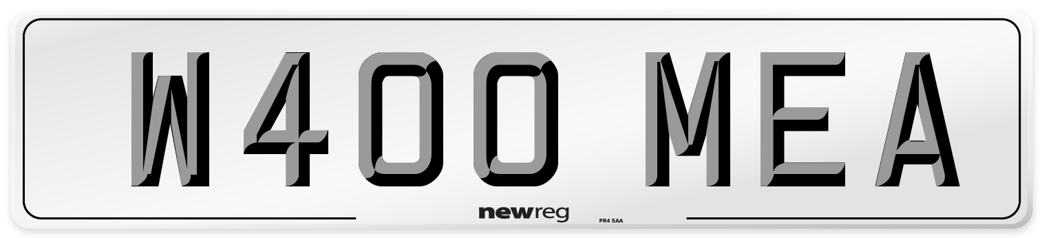 W400 MEA Number Plate from New Reg